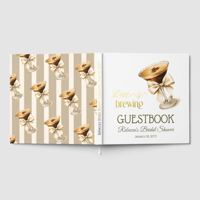 Liebe Braut Bow Espresso Martini Brautparty Gästebuch (Voll)