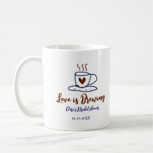 Liebe braut Brautparty mit Namen braun blau  Kaffeetasse