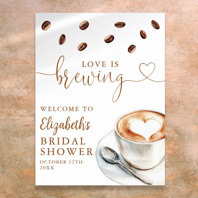 Liebe Braut Brautparty Willkommenszeichen Poster (Love Is Brewing Bridal Shower Welcome Sign)