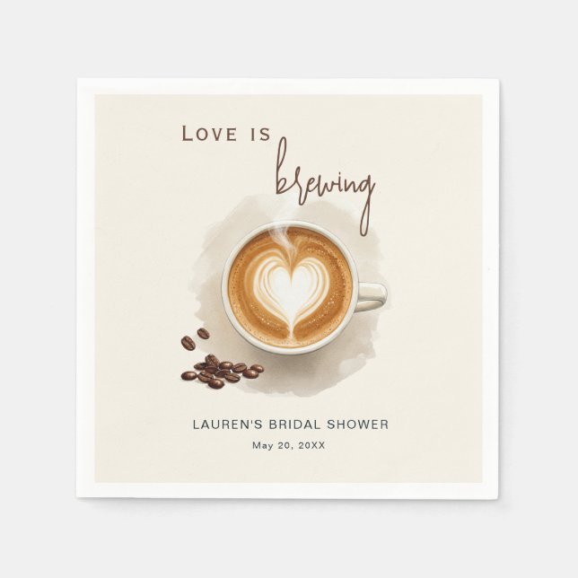 Liebe braut Coffee Brautparty in Serviette (Vorderseite)