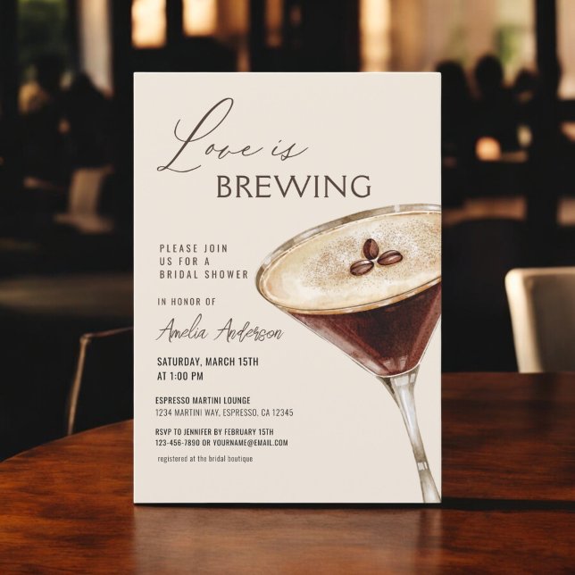 Liebe Braut Espresso Martini Brautparty Einladung (Von Creator hochgeladen)
