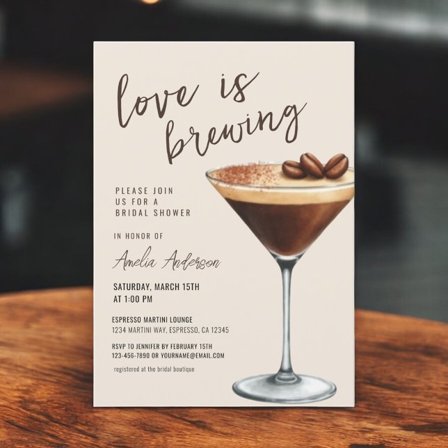 Liebe Braut Espresso Martini Brautparty Einladung (Von Creator hochgeladen)