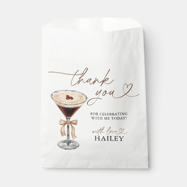 Liebe braut Espresso Martini Brautparty Geschenktütchen (Vorderseite)