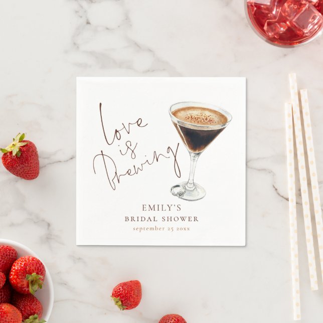 Liebe braut Espresso Martini Brautparty Serviette (Beispiel)