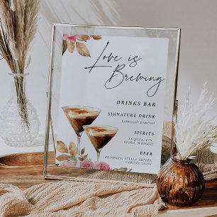 Liebe Braut Espresso Martini Drinks Bar Zeichen Poster