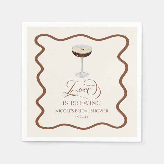 Liebe Braut Expresso Martini Brautparty Serviette (Vorderseite)