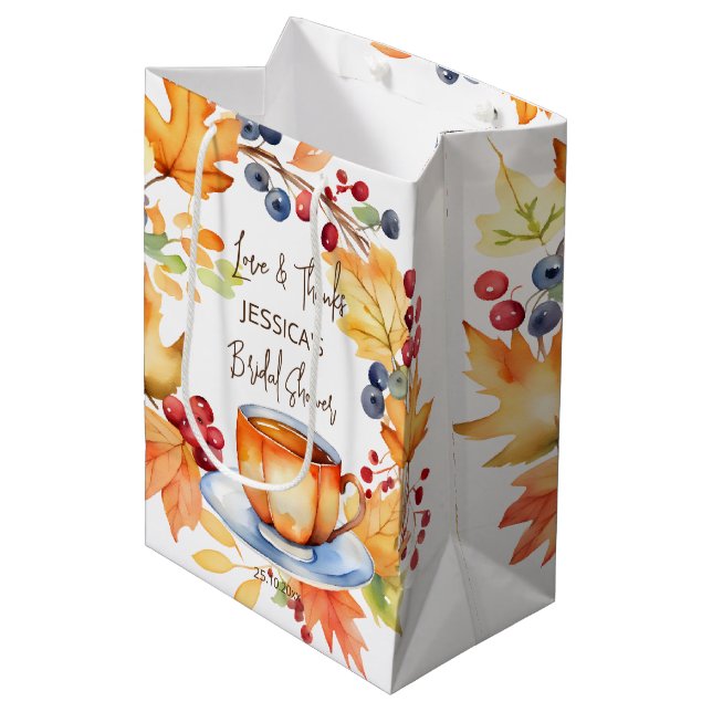 Liebe Braut Fall Brautparty danke Ihnen für Mittlere Geschenktüte (Vorderseite Schrägansicht)