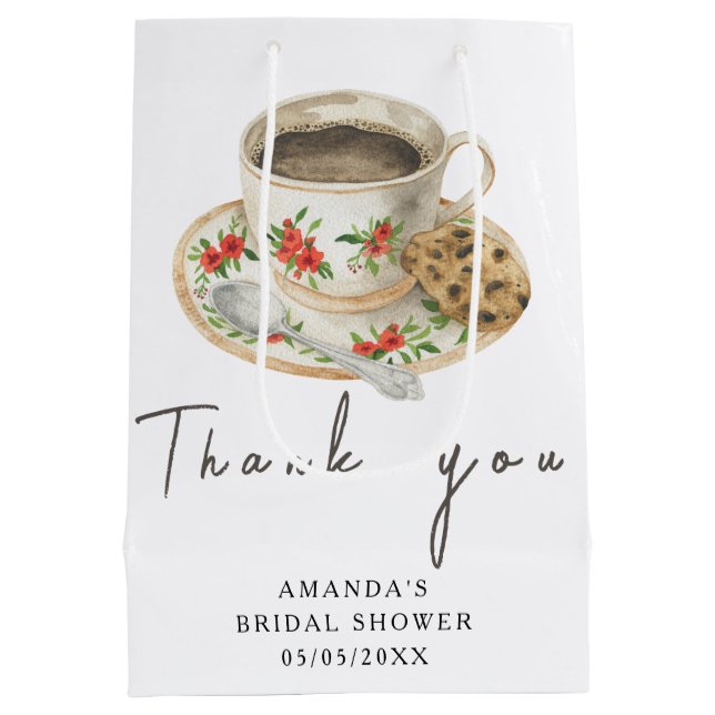 Liebe braut Kaffee Brautparty Danke Mittlere Geschenktüte (Rückseite)