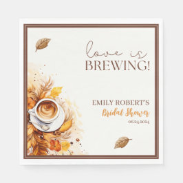 Liebe braut Kaffee gemütlich Herbst Brautparty Serviette