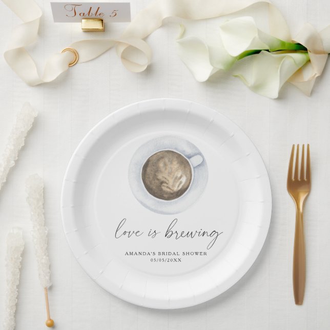 Liebe braut Kaffee Junggesellinnenabschied Pappteller (Hochzeit)
