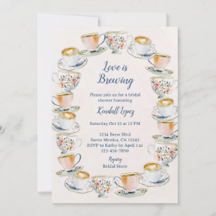Liebe Braut Kaffee und Tee Brautparty Einladung