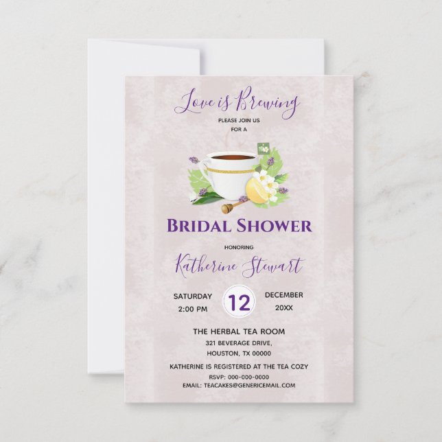 Liebe braut Kräutertee | BRAUTPARTY Einladung (Vorderseite)
