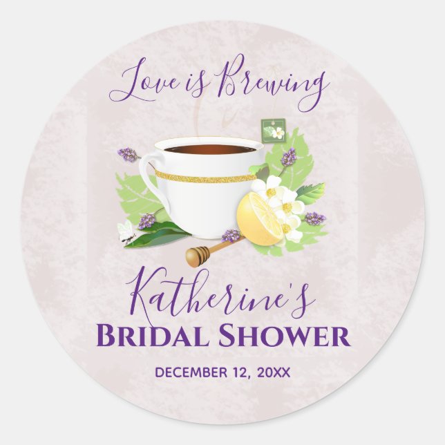 Liebe braut Kräutertee | BRAUTPARTY Runder Aufkleber (Vorderseite)