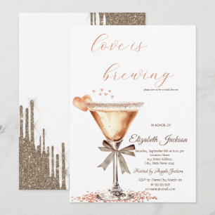 Liebe braut Martini-Herz-Glitter-Tropfen  Einladung