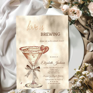 Liebe braut Martini-Herz-Glittertropfen  Einladung