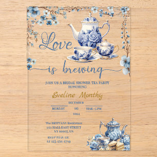 Liebe Braut Party Delft Blue Floral Chinoiseri Acryleinladungen