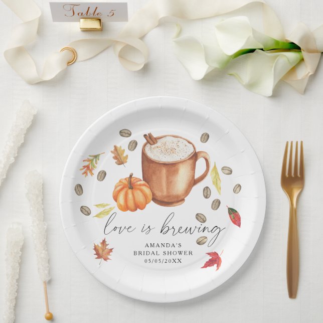 Liebe braut Pumpkin Coffee Brautparty Pappteller (Hochzeit)