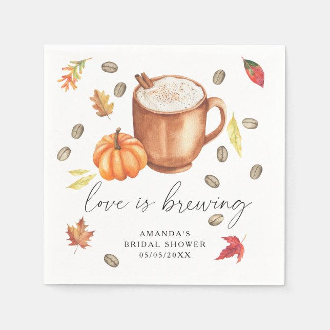 Liebe braut Pumpkin Coffee Brautparty Serviette (Vorderseite)