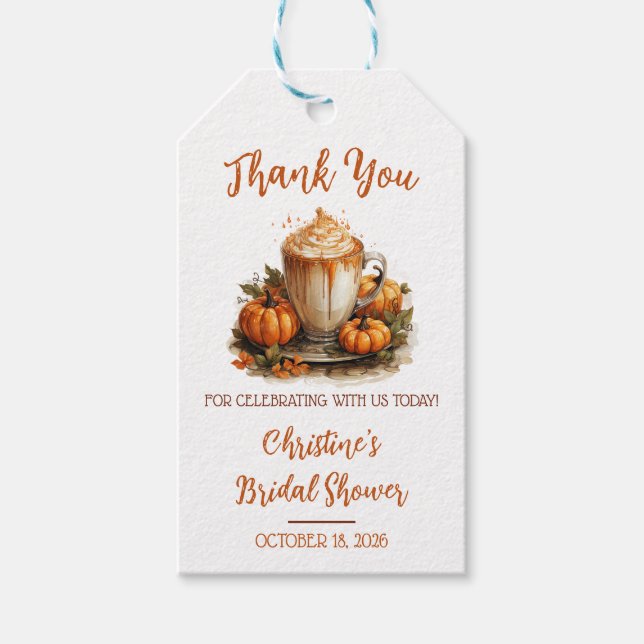 Liebe braut Pumpkin Gewürztes Latte-Brautparty Geschenkanhänger (Vorderseite)