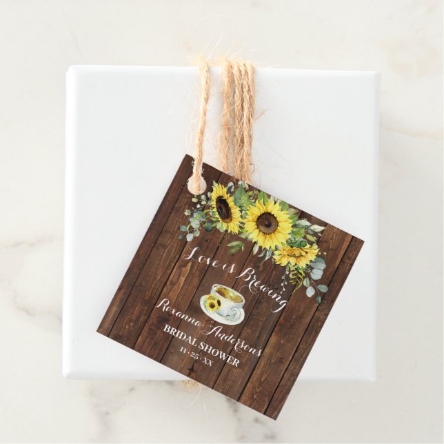Liebe Braut Sonnenblumen Tee Brautparty Gefallen Geschenkanhänger (Beispiel)