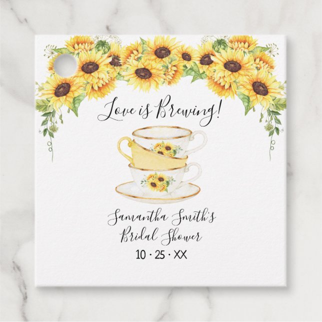 Liebe braut Sonnenblumen Tee Brautparty Geschenkanhänger (Vorderseite)