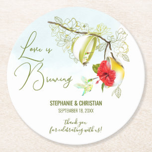 Liebe Braut Tee Party mit Kolibris Runder Pappuntersetzer