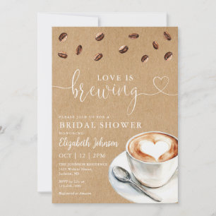 Liebe Brautparty mit Kaffee-Rustikal-Kraft-Einladu Einladung