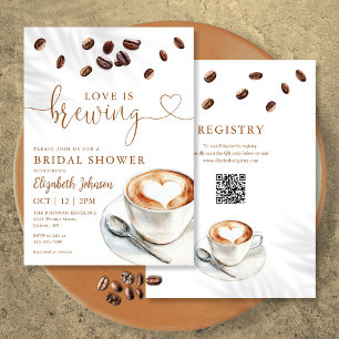 Liebe Brautparty mit QR-Code für Coffee von Love I Einladung