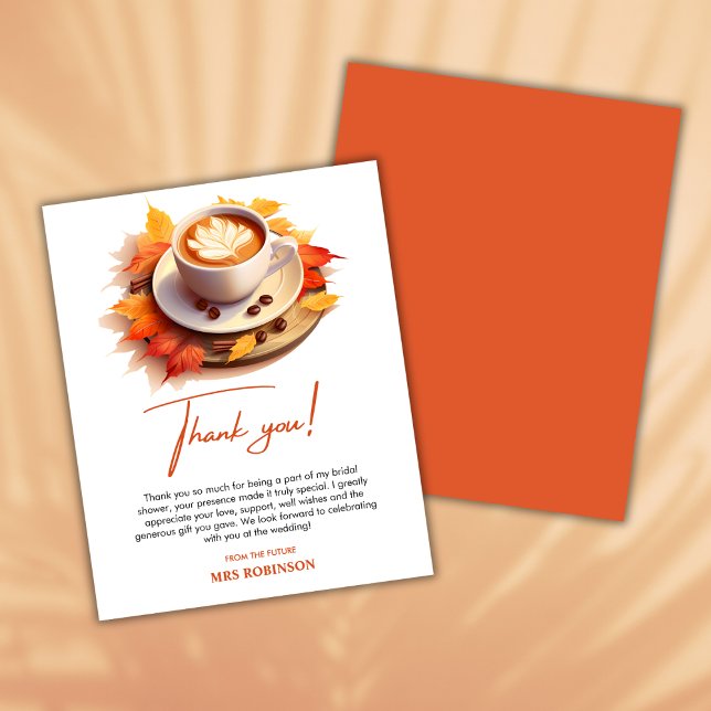 Liebe bricht Brautparty Danke Karte (Love is Brewing Autumn Fall Bridal Shower Thank You Card )