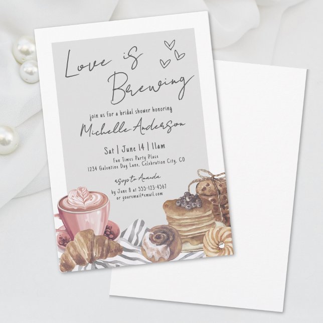 Liebe bricht Brunch Brautparty Einladung (Love Is Brewing Brunch Bridal Shower Invitation)