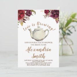 Liebe bricht | Burgundy Tea Brautparty Einladung