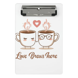 Liebe bricht hier - Niedliches romantisches Kaffee Mini Klemmbrett