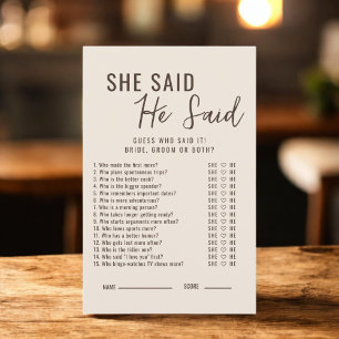 Liebe bricht, sagte sie sagte, Bridal Game