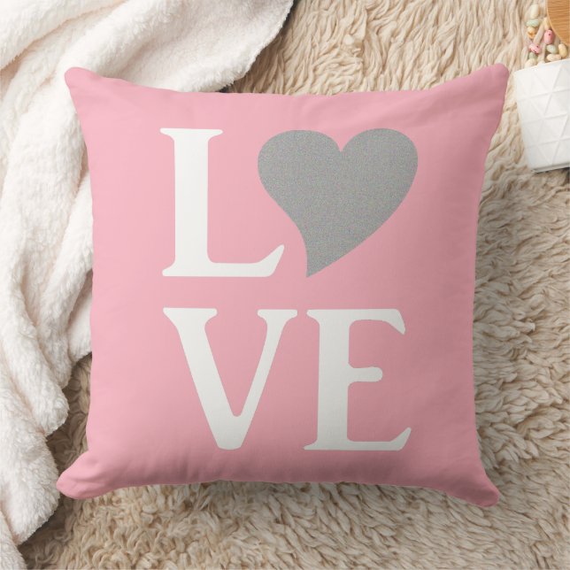 Liebe Bride & Co Pink & Silver Wedding Wohngestalt Kissen (Decke)