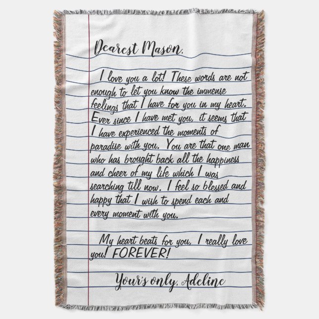 Liebe Brief Geschenk Ehemann Ehefrau für Ihm Blank Decke (Vorderseite Vertikal)