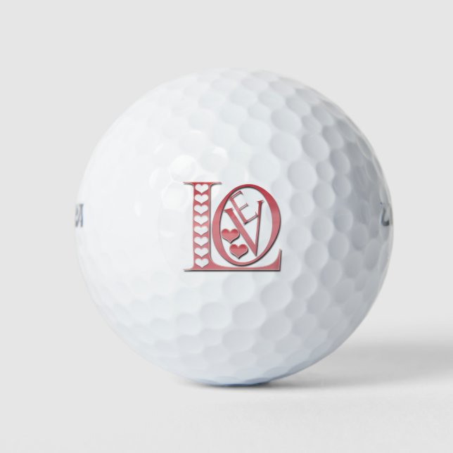 Liebe Briefe mit Herzen von Shirley Taylor Golfball (Vorderseite)