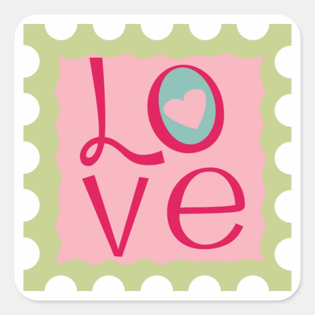 Liebe Briefmarke Quadratischer Aufkleber (Vorderseite)