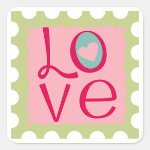 Liebe Briefmarke Quadratischer Aufkleber