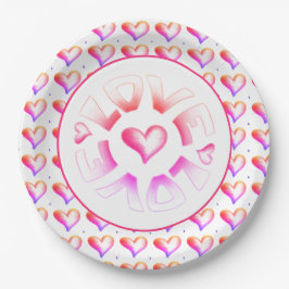 Liebe Bright Hearts Papierplatte Pappteller