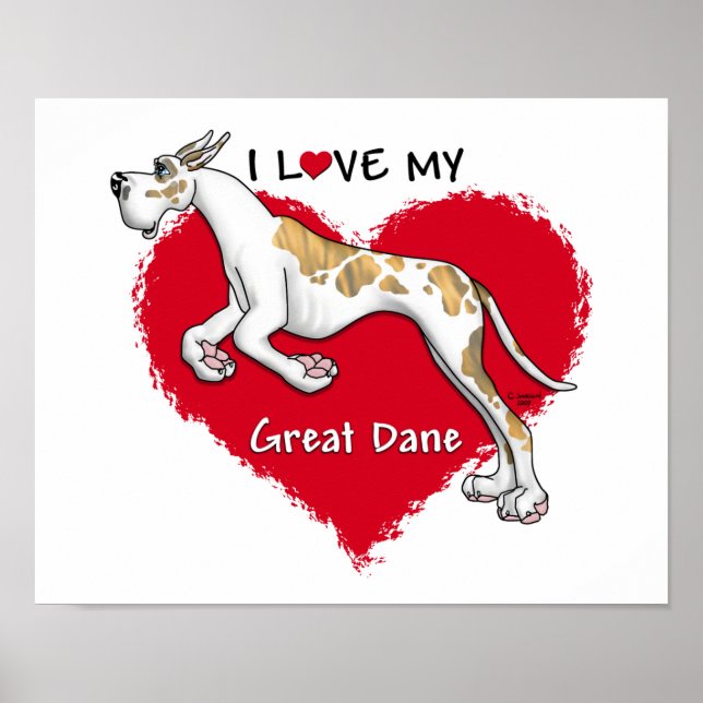 Liebe Brindlequin Great Dane Poster (Vorne)