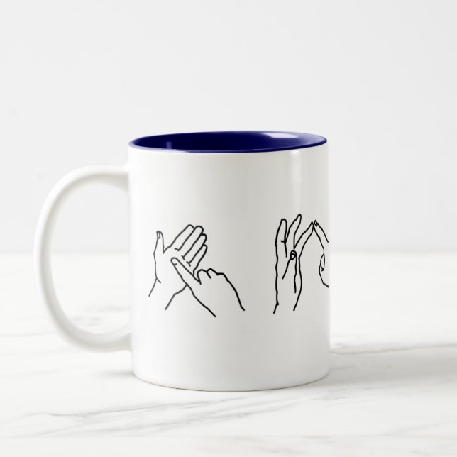 "Liebe-" britische Zeichen-SprachTasse Zweifarbige Tasse (Links)