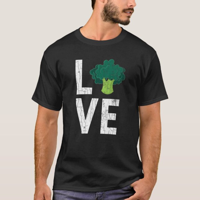 Liebe Broccoli Funny Veganes Gemüse Vegetarian Gr T-Shirt (Vorderseite)