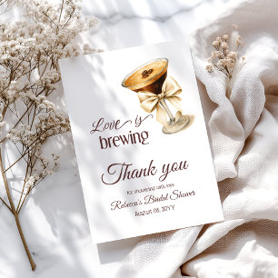 Liebe brodelt Bow Espresso Martini Brautparty Dankeskarte