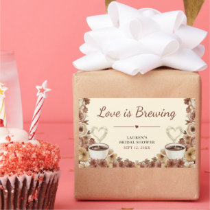 Liebe brodelt Floral Coffee Herz Junggesellinnenab Rechteckiger Aufkleber