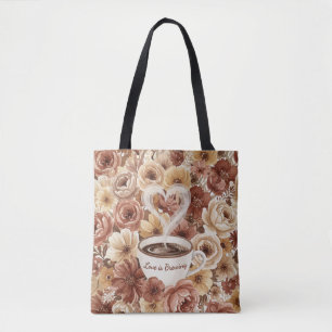 Liebe brodelt Floraler Kaffee Herz Junggesellinnen Tasche