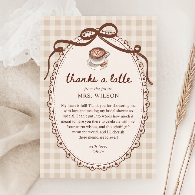 Liebe brodelt Gingham-Kaffee-Bridal-Shower Dankeskarte (Von Creator hochgeladen)