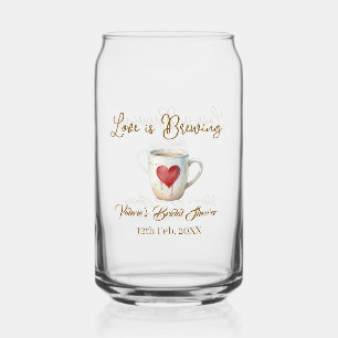 Liebe brodelt weiße Kaffeetasse Herz Brautparty Dosenglas