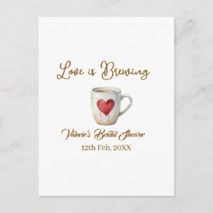 Liebe brodelt weiße Kaffeetasse Herz Brautparty Postkarte