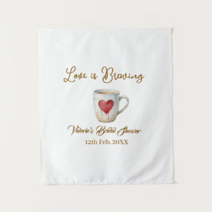 Liebe brodelt weiße Kaffeetasse Herz Brautparty Wandteppich