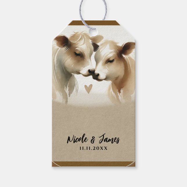 Liebe Brown Cream Country Wedding Geschenkanhänger (Vorderseite)
